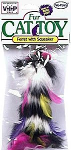 Vo-Toys Ferret 4in  Feather 2 tone Cat Toy 