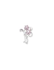 Rhodium-plated Pink CZ Flower Pin