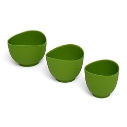 Isi Basics Flexible Silicone Mixing Bowls, Set of 3, 1 Qt, 1.5 Qt, 2 Qt, Wasabi Green