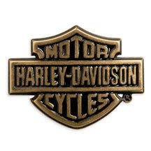 Harley Davidson Mens Gold Bar and Shield Buckle. 100% zinc aluminum with antique gold finish. Bar...