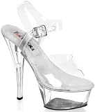 Pleaser Brand High Heel Shoes Style Brook-208 Sexy Clear 6 Inch Open Toe Platform Heels with Ankle Strap