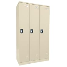 Sandusky Lee KDCL7236/3-07 Putty Powder Coat Paint Steel SnapIt Full Length Locker, 72" Height x 36" Width x 18" Depth, 3 Shelves