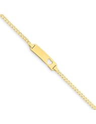 14k Yellow Gold 6in Curb Link Baby ID, Plate with Cut-out Heart Bracelet