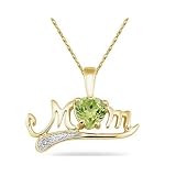 Peridot and Diamond MOM Pendant in Yellow Gold