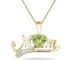 Peridot and Diamond MOM Pendant in Yellow Gold