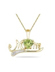 Peridot and Diamond MOM Pendant in Yellow Gold