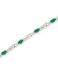 14kt Yellow Gold Oval Emerald and Diamond Bracelet