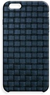 Iphone 6 Plus Royal Blue Embossed Woven Leather Case by ValenzHandmade