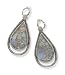 Cut Out Hammered Pear Post Silver Earrings With Ancient Roman Glass Drop