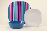 Siena 12 Piece Dinnerware Set 12 Color: Beachside Fusion/Arctic White/Grenadine