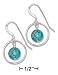 Sterling Silver 8mm Turquoise Ball Earrings Dangling in Wire Circle on French Wires Women's Jewelry