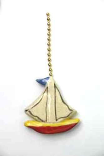 Ceiling Fan Pull Chain: Red Sailboat