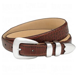 Dbl eagle croco embossed leather belt cordovan 40w