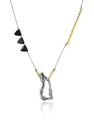 Kris Nations Nob Hill with Color Opaque Glass Beads, Swarovski Crystals, Natural Drusy Agate Pendant On Silk Cord Necklace