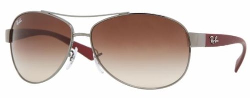 Ray-Ban Men's RB3386 Aviator Sunglasses,Red Frame/Brown Gradient Lens,63 mm