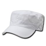 White Flat Top Military Inspired Flex Fitting Cadet Baseball Cap Hat