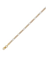 14K Solid 3 Tri Color Gold Figaro Ficonucci Bracelet 2.8mm (7/64 in.) - 7 in.
