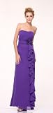 #7711 Strapless Chiffon Ruffle Trim Bridesmaids Evening Dress