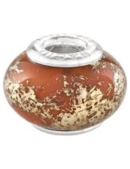 Bacio Ceramics Hand Crafted Italian Gold Orange Beads. Fits w other brands