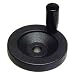 Black Powder Coated Aluminum Dished Hand Wheel with Revolving Handle, 6-19/64" Diameter, 5/8" Hole Diameter (Pack of 1)