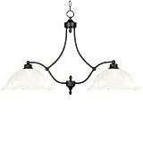 Yosemite Home Decor 92182-2VB Mahogany Collection Two-Light Incandescent Kitchen Island Counter Venetian Bronze Frame with White Marble Shades