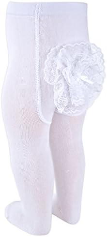 Bebetto Baby Girl's Rhumba Ruffle Lace Bottom Baby Tight 6-12M White