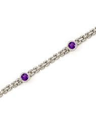 14K White Gold Round Amethyst Bracelet
