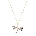 CZ Dragonfly Charm Pendant Necklace