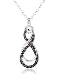 Sterling Silver Diamond Fancy Twist Pendant Necklace