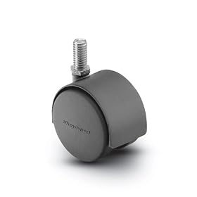 50mm Dual Wheel Nylon Furniture Caster with 5/16" x 1" Threaded Stem