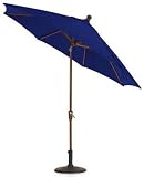 Outdoor Living : 11' Auto-tilt Umbrella Woodgrain Blue Sunbrella