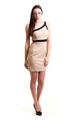 One Shoulder Sleeveless Banding Fitted Cotton/Nylon/Spandex  Dress