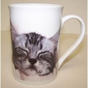 607742B Coffee Mug Tabby Cat in Black n White Picture 4in by Cat Supplies
