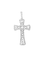 Ladies 18K White Gold 0.8Ct Round Cut Diamond Designer Charm Cross Pendant 2.9Gr