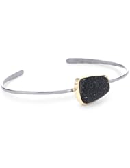 Melissa Joy Manning "Elements" 14k Gold and Silver Black Druzy Cuff Bracelet