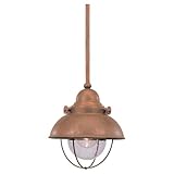IMAGE OF Sea Gull Lighting 6150-44 Sebring One-Light Mini Pendant, Weathered Copper Finish with Clear Seeded Glass
