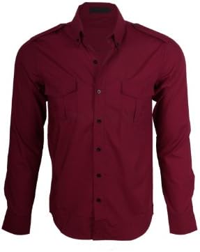 G Cute Boys Slim Fit Button-flap patch pockets and Epaulette tabs shirt 8-20(BOYTOP-SHT,RED-18)