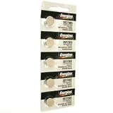 Energizer 357 or 303 Button Cell Silver Oxide SR44W 357 Watch Battery Pack of 5 Batteries