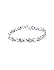 Sterling Silver CZ Alternating Hearts Tennis Bracelet