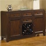 Server Sideboard with Wine Rack in Medium Brown Finish
