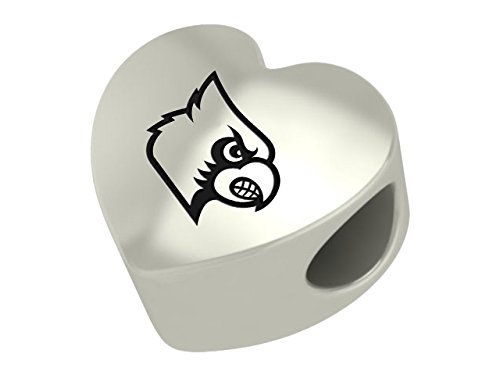 Louisville Cardinals Sterling Silver Heart Bead Fits Most European Style Charm Bracelets
