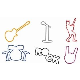 Mini Glow in Dark Rubber Band Rings Rock Star Shapes 24 Piece Hand Finger by