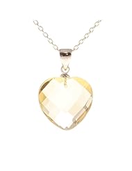 Newstone Natural Lemon Quartz Heart-shaped Pendant Necklace