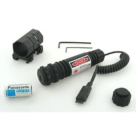 High Powered Red Laser Gun Sight with Weaver style Rail Mount.