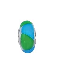 925 Sterling Silver Aqua & Green Triangle Murano Glass Bead, For Chamilia, Pandora, Biagi, Personality, Reflections And More Charm Bracelets