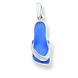 Sterling Silver Blue Enamaled Flip-Flop Charm with 20 inch Sterling Silver Chain