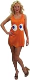 Adult Deluxe Orange Pac Man Clyde Costume Tank Dress