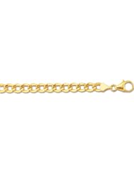 10K Yellow Gold 6.10mm Diamond Cut Curb Lite Chain Bracelet with Lobster Clasp