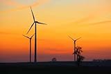 Wind Turbines at Sunset - 72"W x 48"H - Peel and Stick Wall Decal by Wallmonkeys