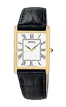 Seiko Men's Dress Black Leather Strap Watch #SNF672